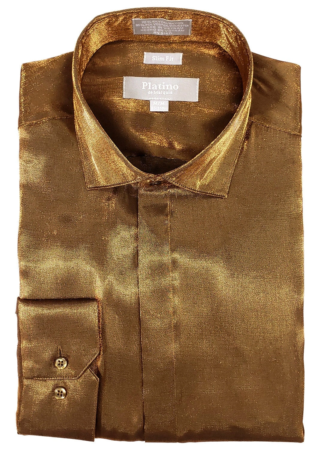 PLATINO Oro Seta Slim Fit Camicia Elegante Uomo 20101SL Splendore Italiano Sognante!